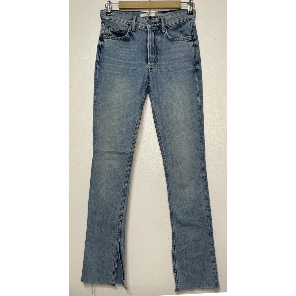 GRLFRND Addison High Rise Split Boot Jeans‎ Size 27 Button Fly Casual Raw Hem